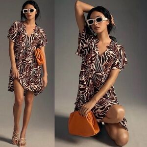 Anthropologie Red and Black Swirl Midi Dress